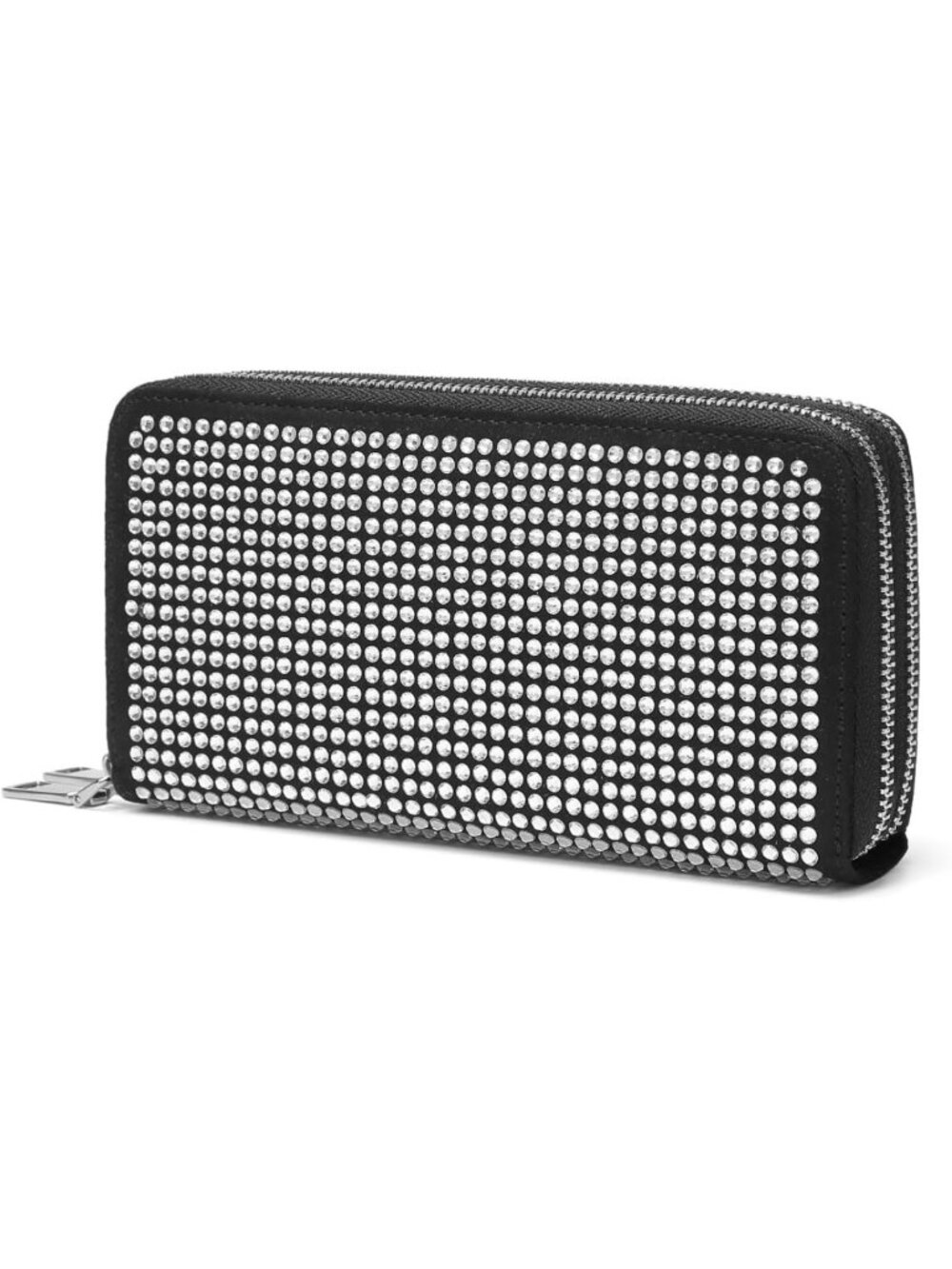 Rhinestone Double Zip Wallet with Card Slots & Coin Pouch - Stylish & Functional